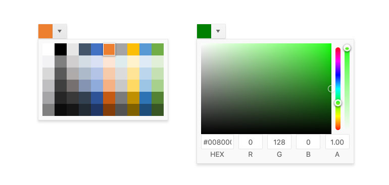 Kendo UI for Angular ColorPicker - View Types