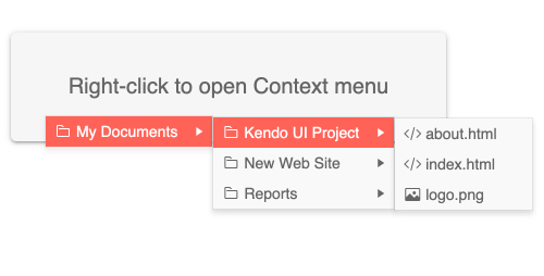 KendoReact ContextMenu Templates